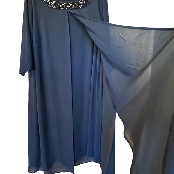 Catherines Midnight Dazzle Mesh Flyaway Dress Sz 1X Petite Navy Sparkly - Picture 7 of 10